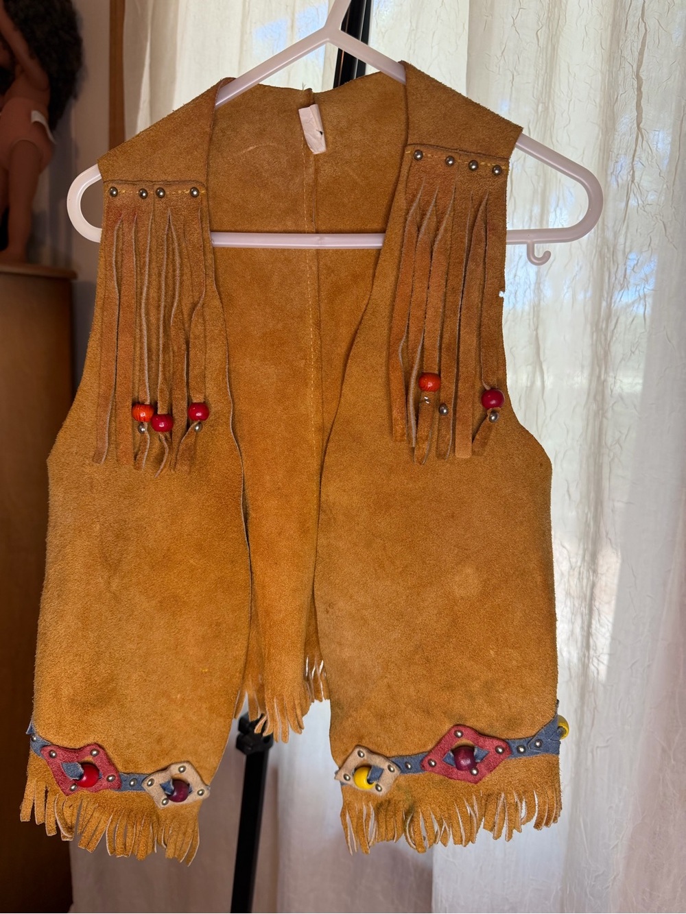 Vintage Kids Suede Western Fringe Vest - Brown